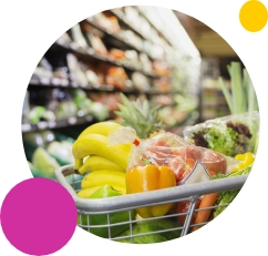 Fresh food in a shopping basket