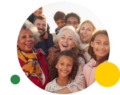 Group of people of all ages smiling